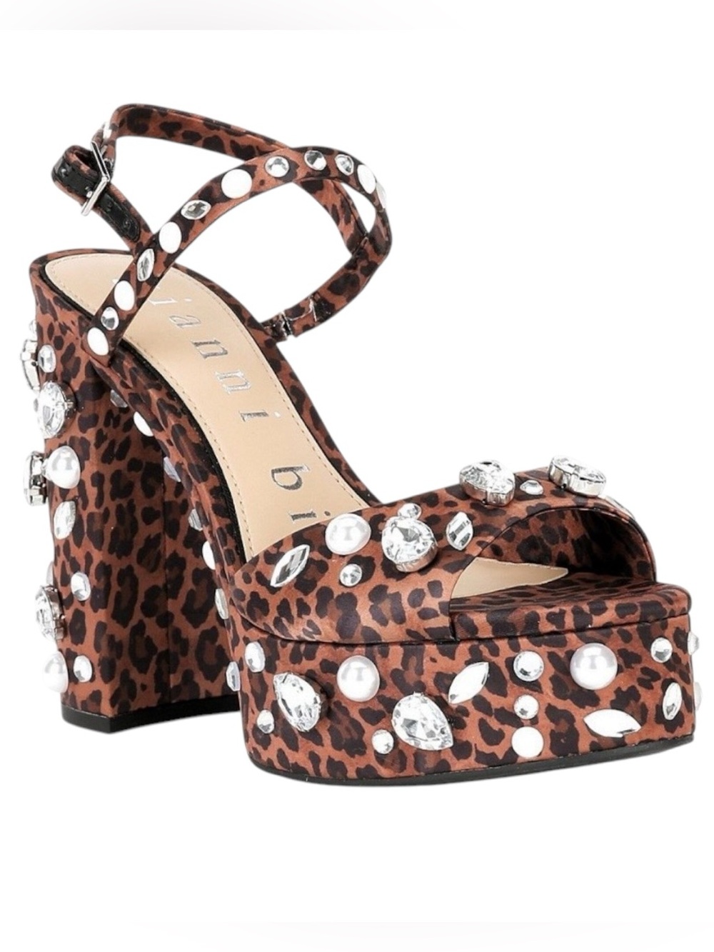 Gianni Bini Leopard Jewel Ornamented Platform Sandals